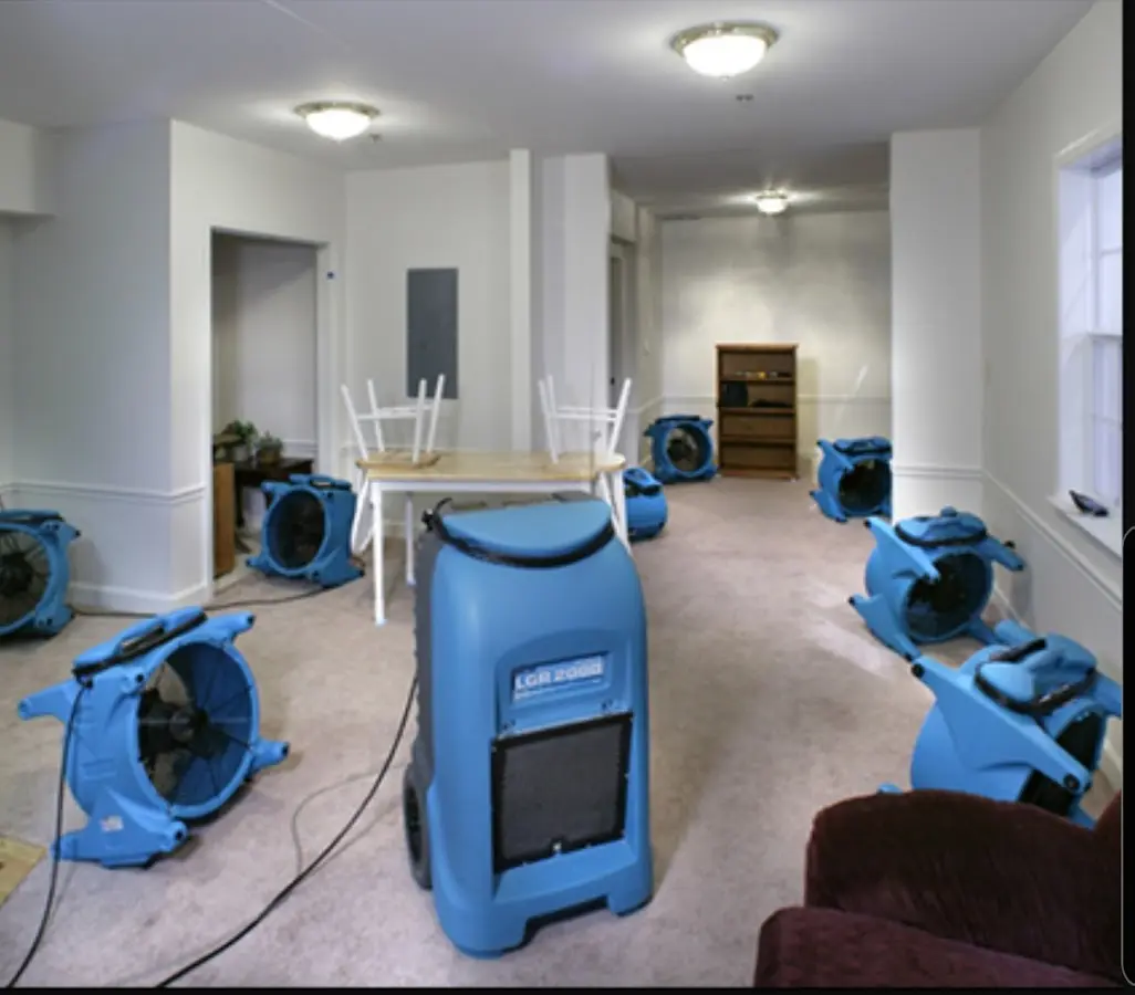 Air movers and dehumidifier setup for Water Damage Restoration in Rainbow Springs